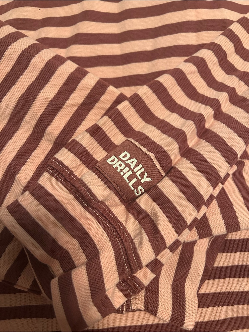 Daily Drills Striped Cotton Long Sleeve - Wine + Dusty Rose Stripe Size M/L - Picture 6 of 9